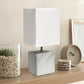 All The Rages Simple Designs White Marbled Ceramic Table Lamp With White Fabric Shade