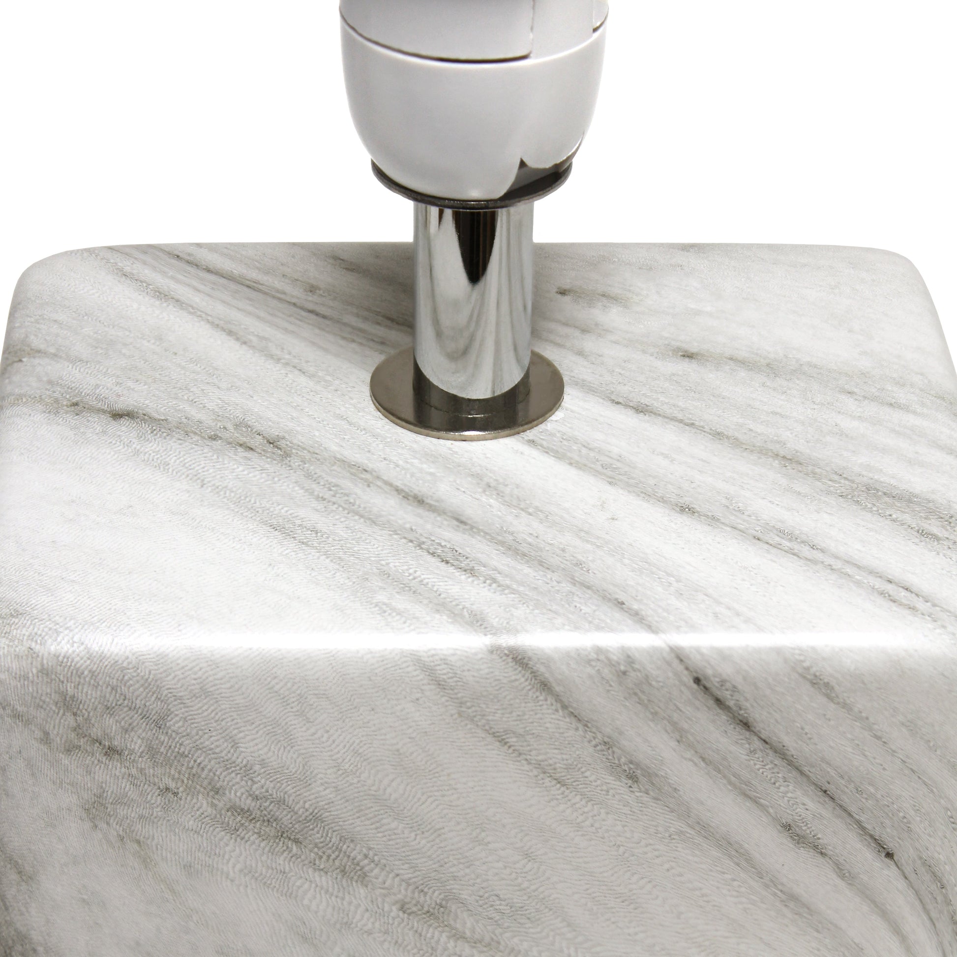 All The Rages Simple Designs White Marbled Ceramic Table Lamp With White Fabric Shade