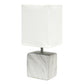 All The Rages Simple Designs White Marbled Ceramic Table Lamp With White Fabric Shade
