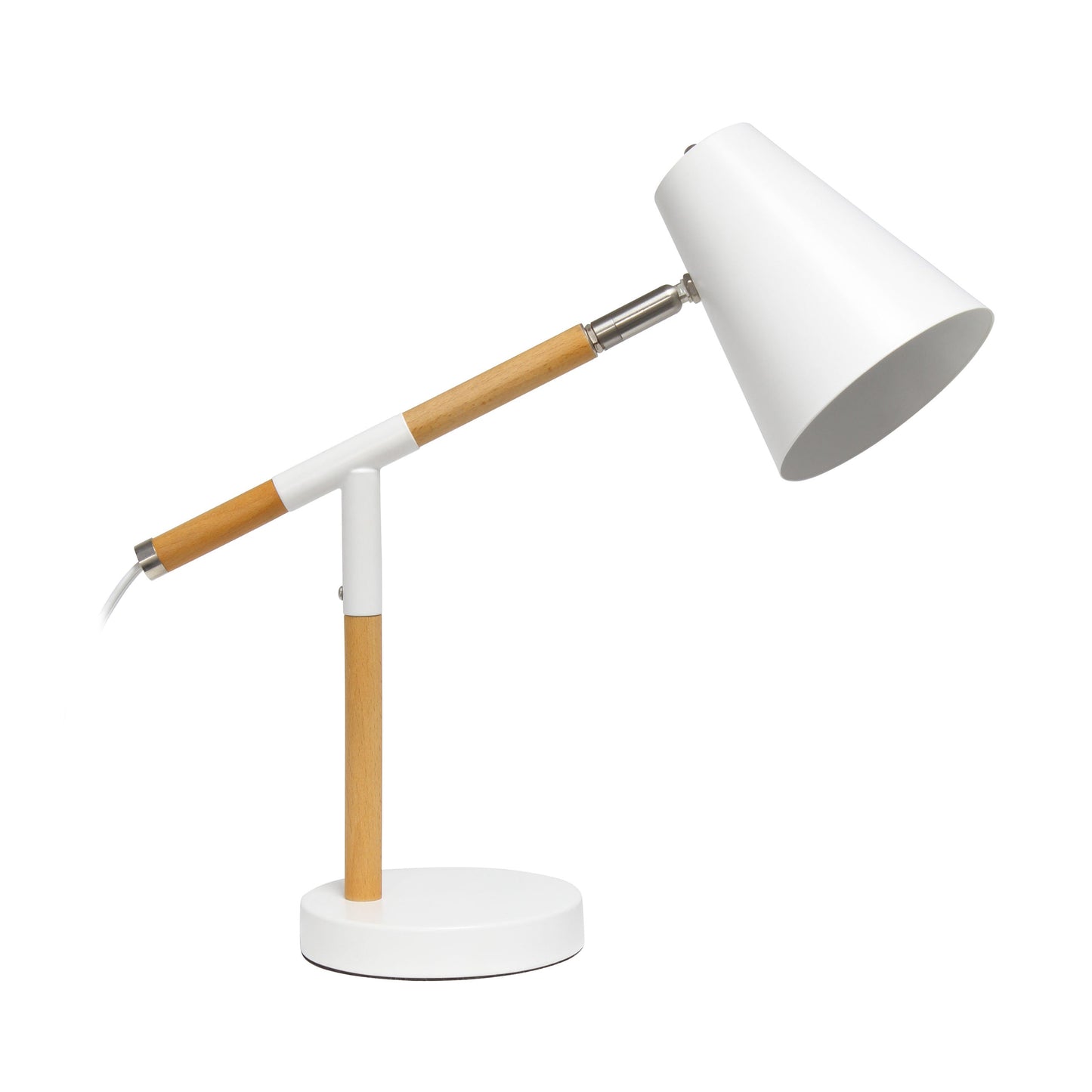 All The Rages Simple Designs White Matte & Wooden Pivot Desk Lamp