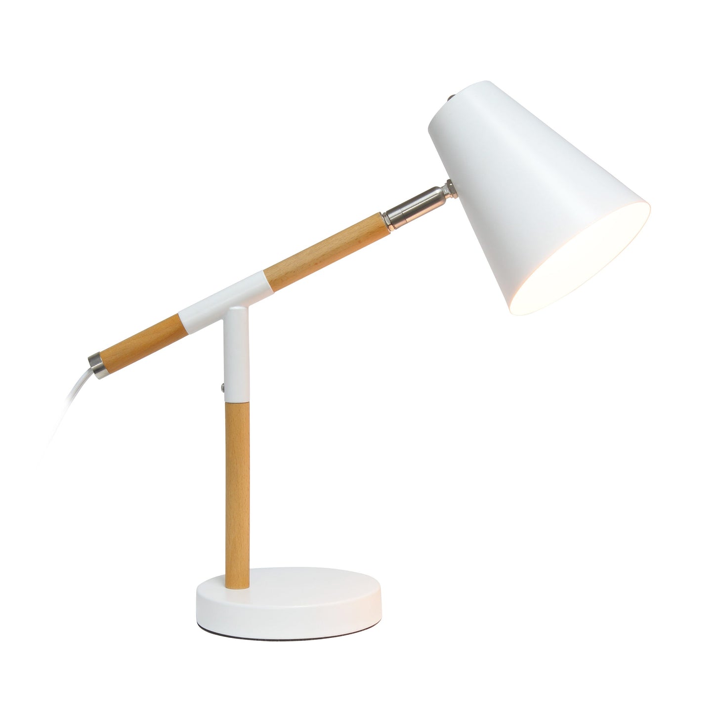 All The Rages Simple Designs White Matte & Wooden Pivot Desk Lamp