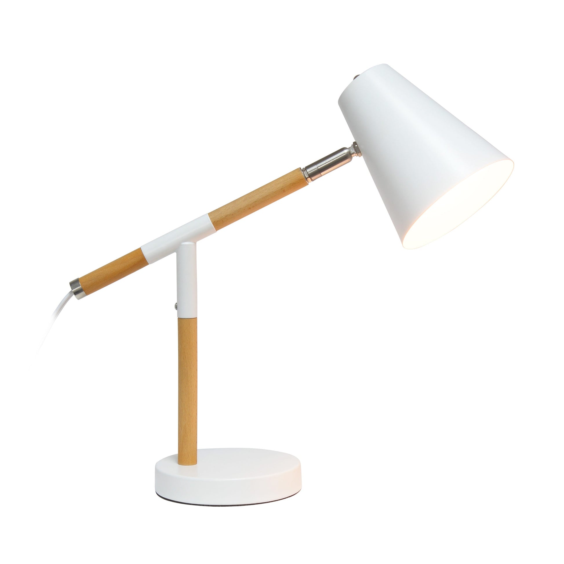 All The Rages Simple Designs White Matte & Wooden Pivot Desk Lamp