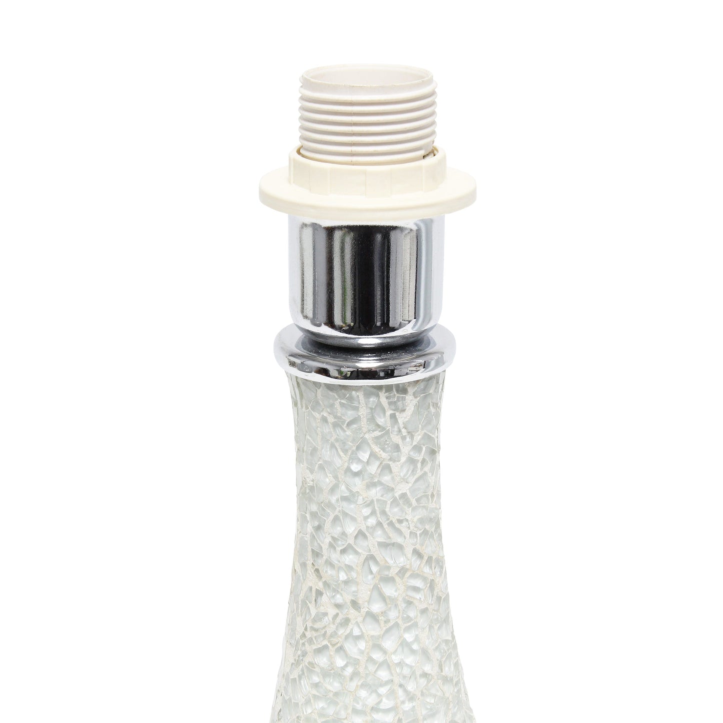 All The Rages Simple Designs White Mosaic Tiled Glass Genie Table Lamp With White Fabric Shade