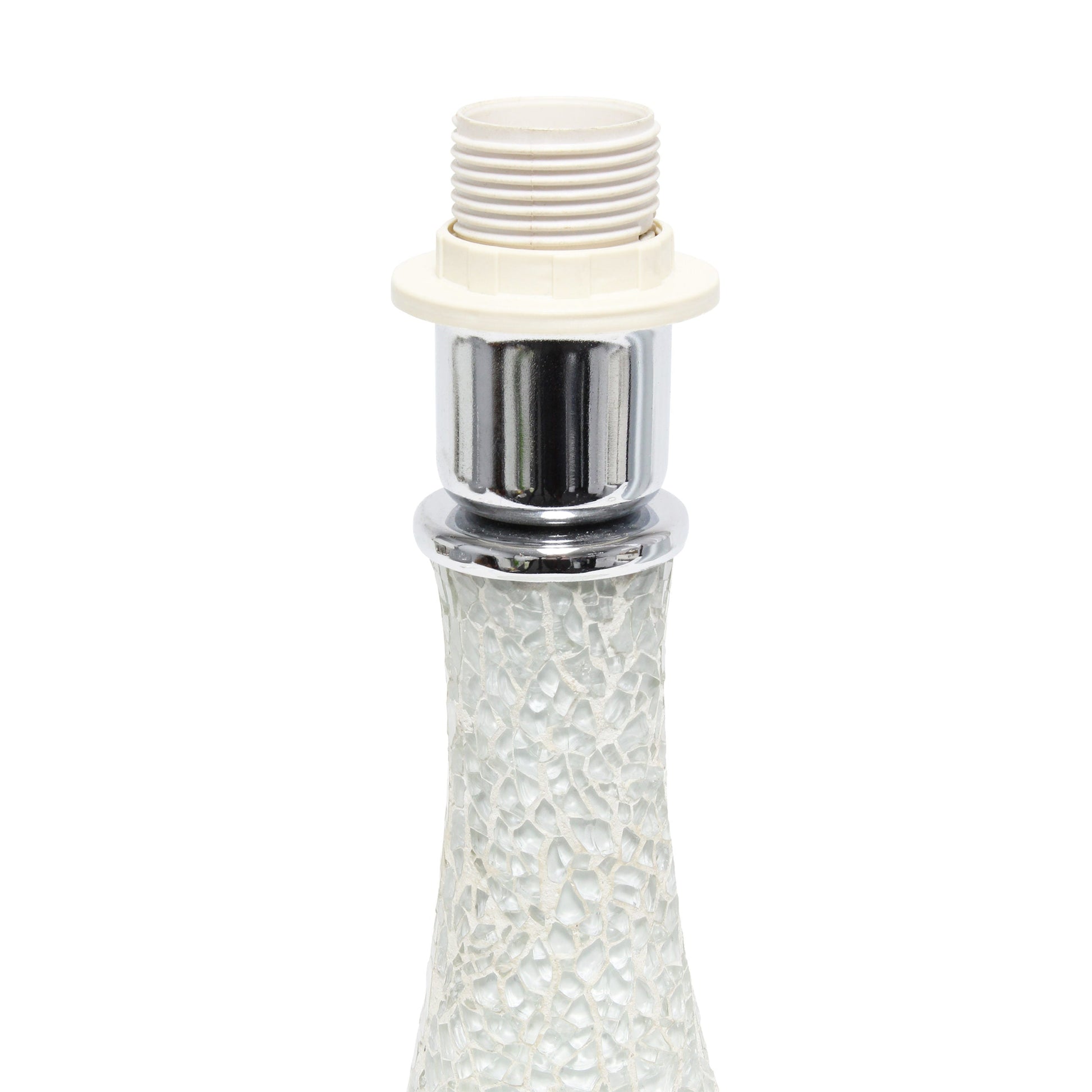 All The Rages Simple Designs White Mosaic Tiled Glass Genie Table Lamp With White Fabric Shade