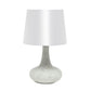 All The Rages Simple Designs White Mosaic Tiled Glass Genie Table Lamp With White Fabric Shade