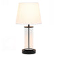 All The Rages Simple Designs White On Black Encased Metal & Clear Glass Table Lamp