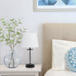 All The Rages Simple Designs White On Black Encased Metal & Clear Glass Table Lamp