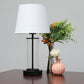 All The Rages Simple Designs White On Black Encased Metal & Clear Glass Table Lamp