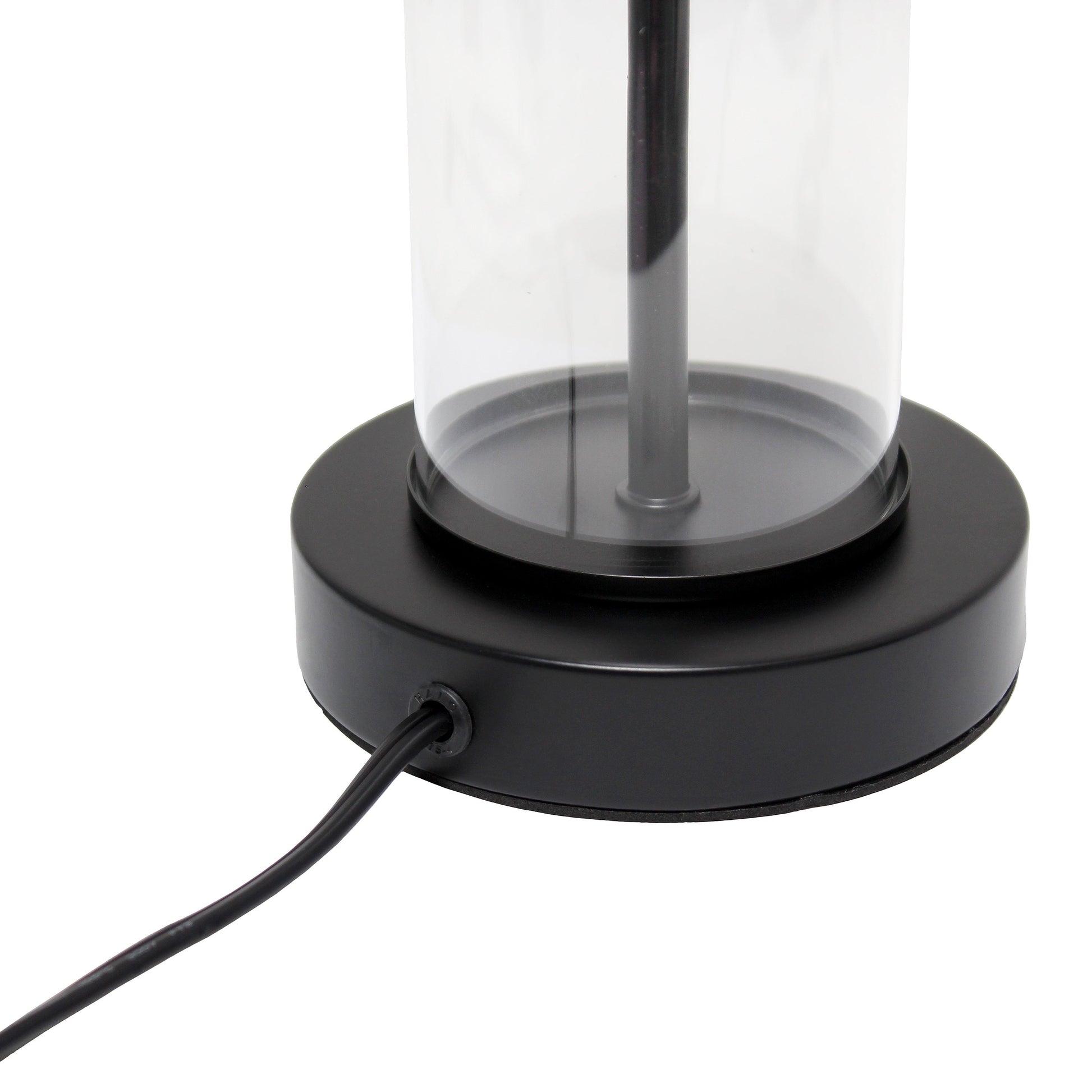 All The Rages Simple Designs White On Black Encased Metal & Clear Glass Table Lamp