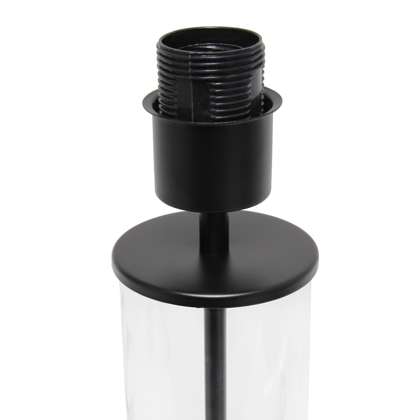 All The Rages Simple Designs White On Black Encased Metal & Clear Glass Table Lamp