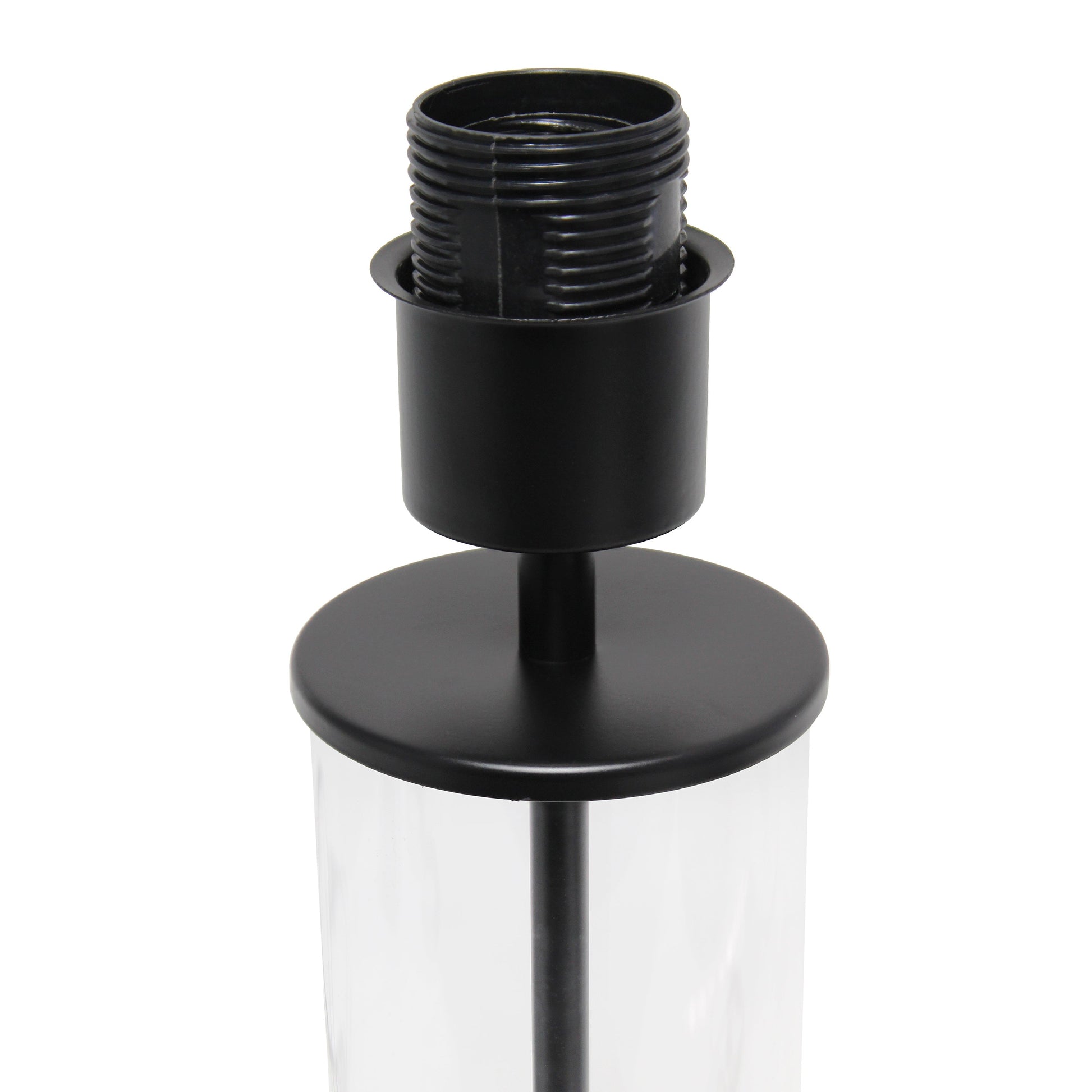 All The Rages Simple Designs White On Black Encased Metal & Clear Glass Table Lamp