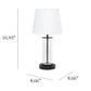 All The Rages Simple Designs White On Black Encased Metal & Clear Glass Table Lamp