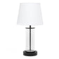 All The Rages Simple Designs White On Black Encased Metal & Clear Glass Table Lamp