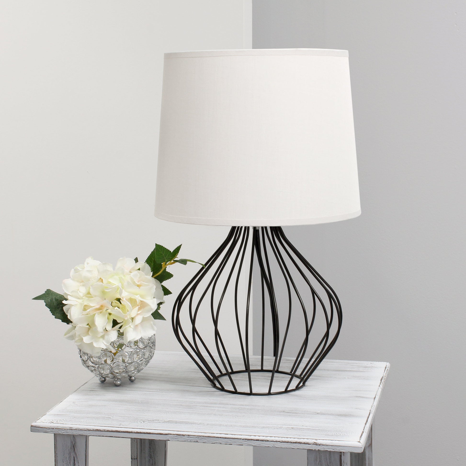 All The Rages Simple Designs White On Black Geometrically Wired Table Lamp