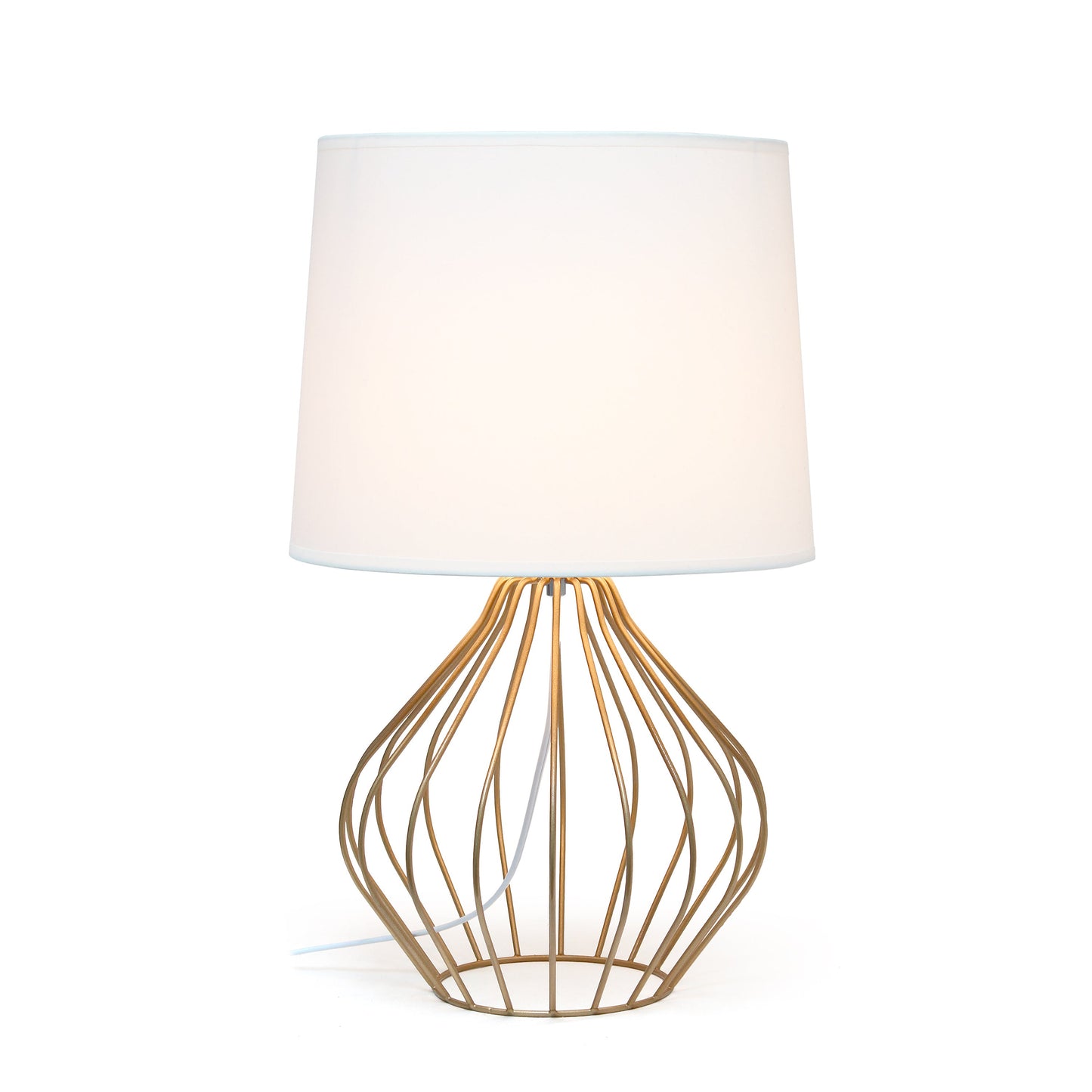 All The Rages Simple Designs White On Copper Geometrically Wired Table Lamp