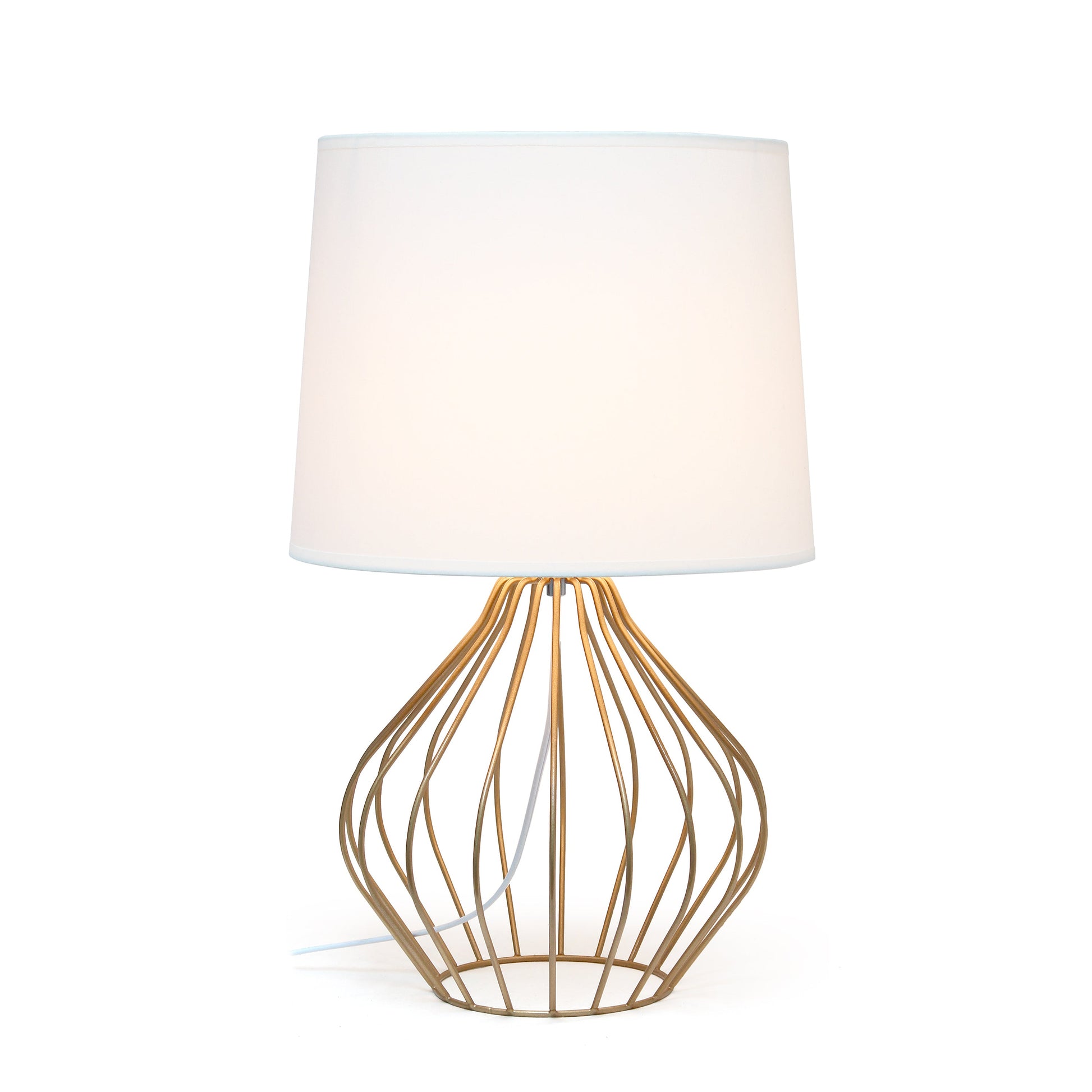 All The Rages Simple Designs White On Copper Geometrically Wired Table Lamp