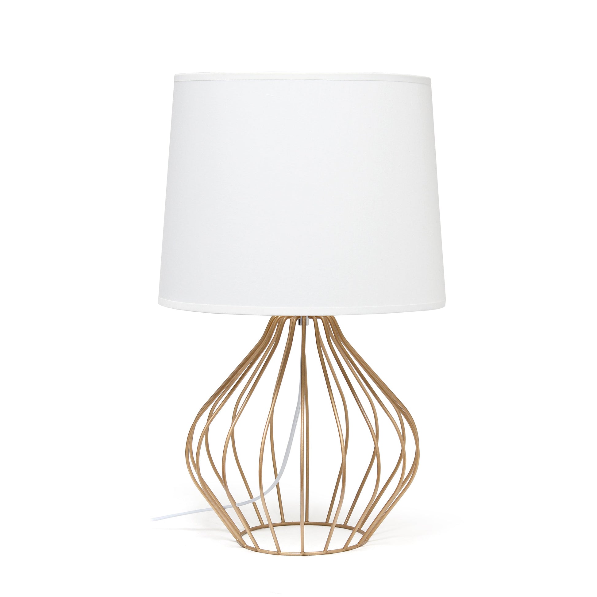 All The Rages Simple Designs White On Copper Geometrically Wired Table Lamp