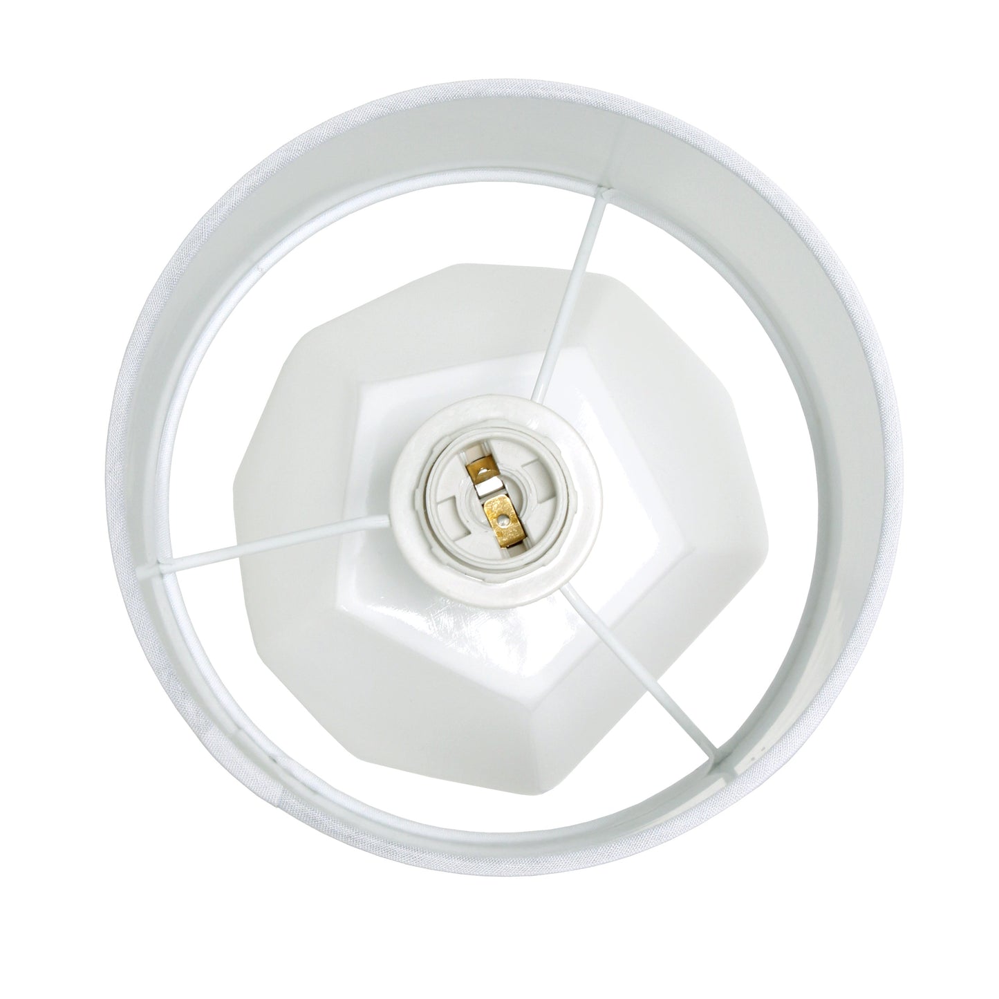 All The Rages Simple Designs White Round Prism Mini Table Lamp With Matching Fabric Shade