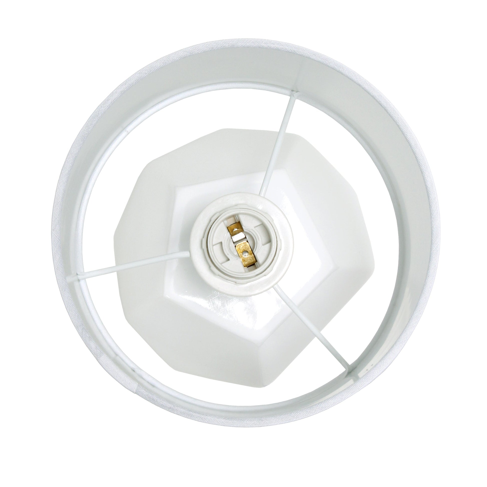 All The Rages Simple Designs White Round Prism Mini Table Lamp With Matching Fabric Shade