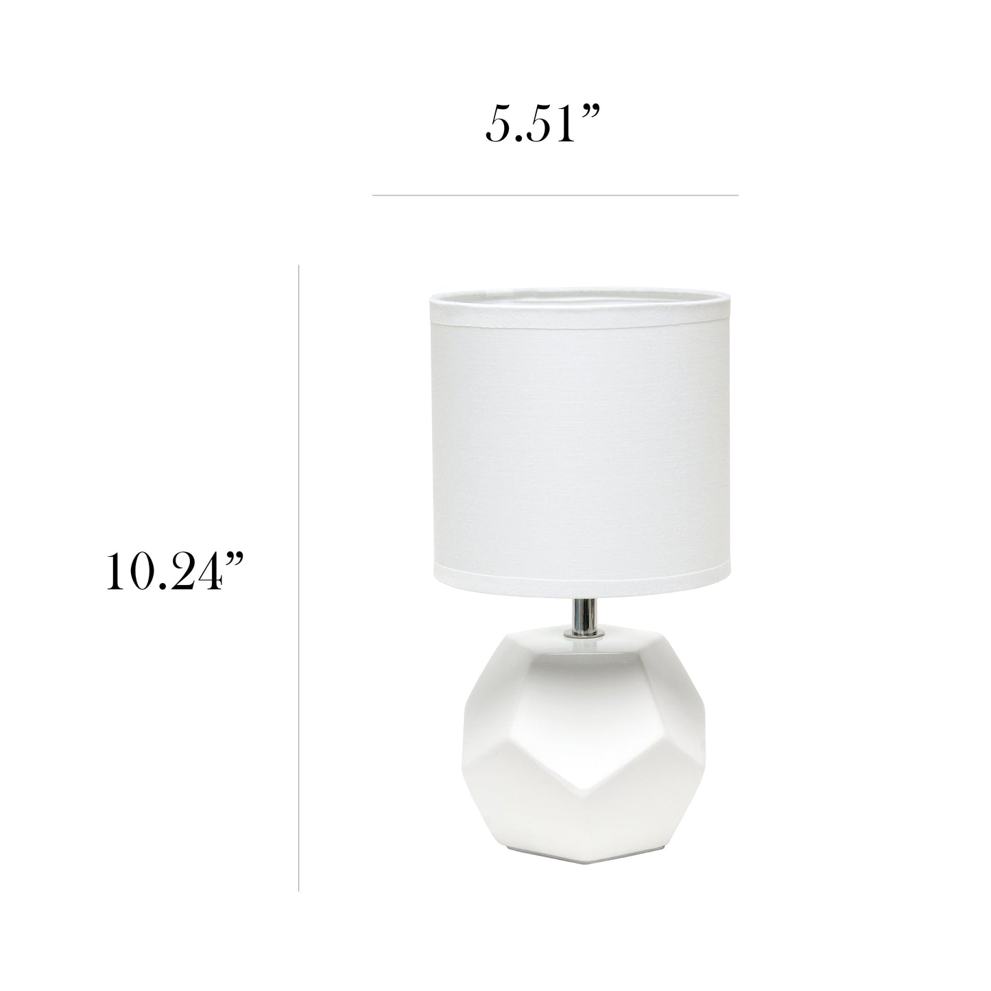 All The Rages Simple Designs White Round Prism Mini Table Lamp With Matching Fabric Shade