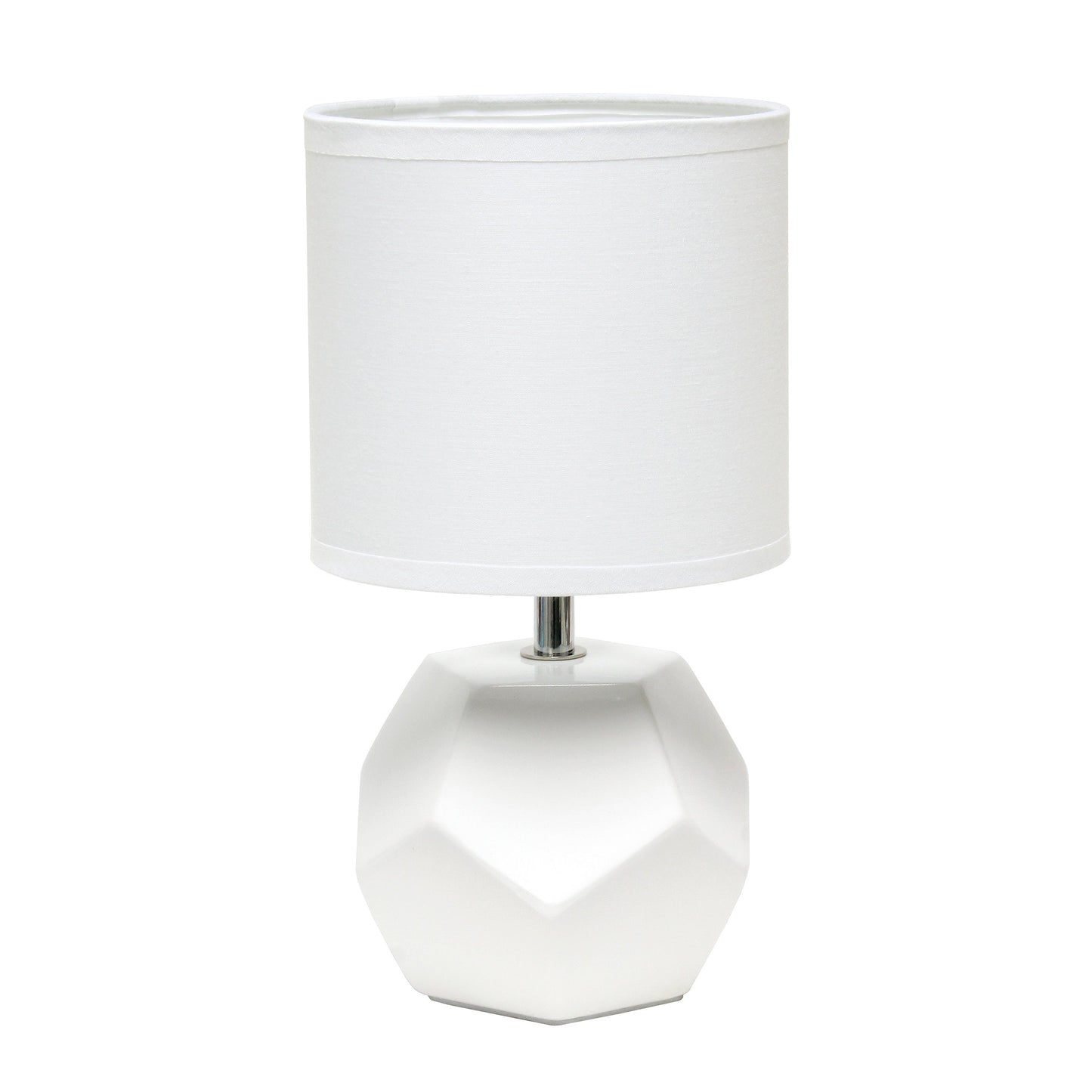 All The Rages Simple Designs White Round Prism Mini Table Lamp With Matching Fabric Shade