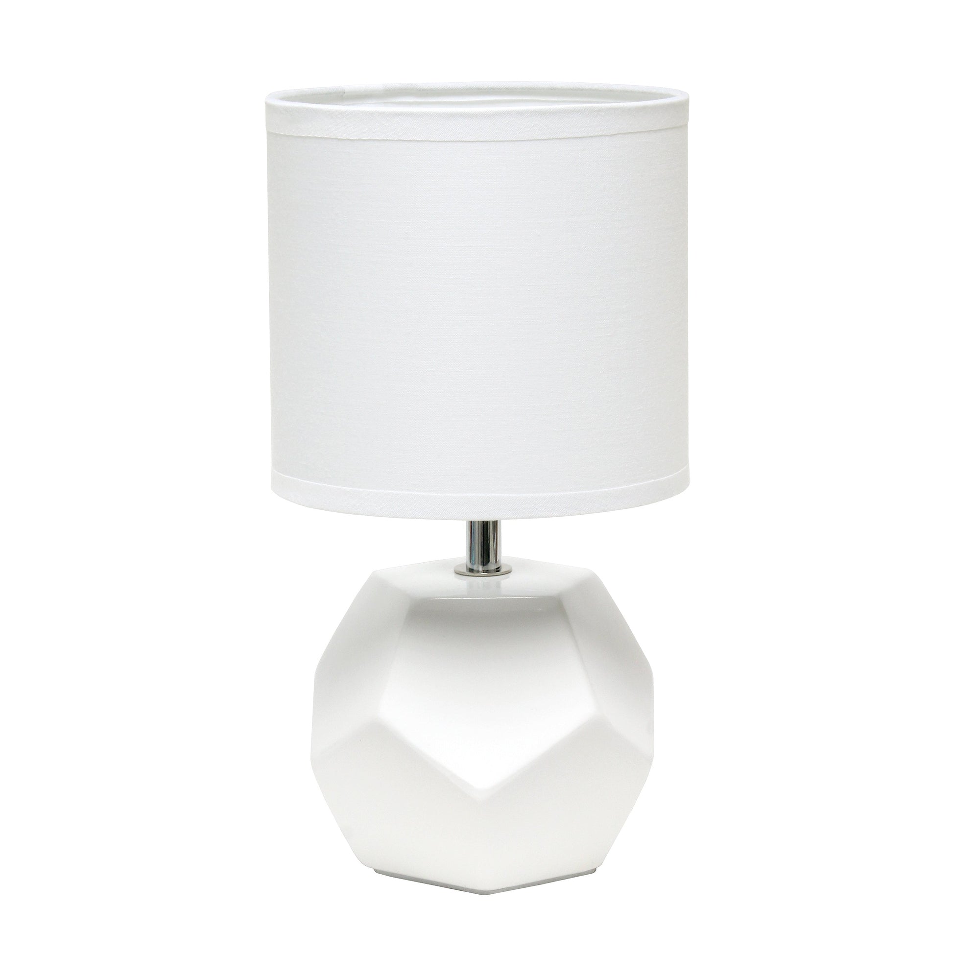 All The Rages Simple Designs White Round Prism Mini Table Lamp With Matching Fabric Shade