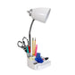 All The Rages Simple Designs White Semi-Flexible Desk Lamp With iPad Tablet Stand Book Holder & USB Charging Outlet