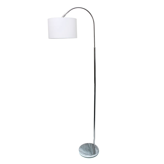 All The Rages Simple Designs White Shade & Brushed Nickel Finish Arched Floor Lamp