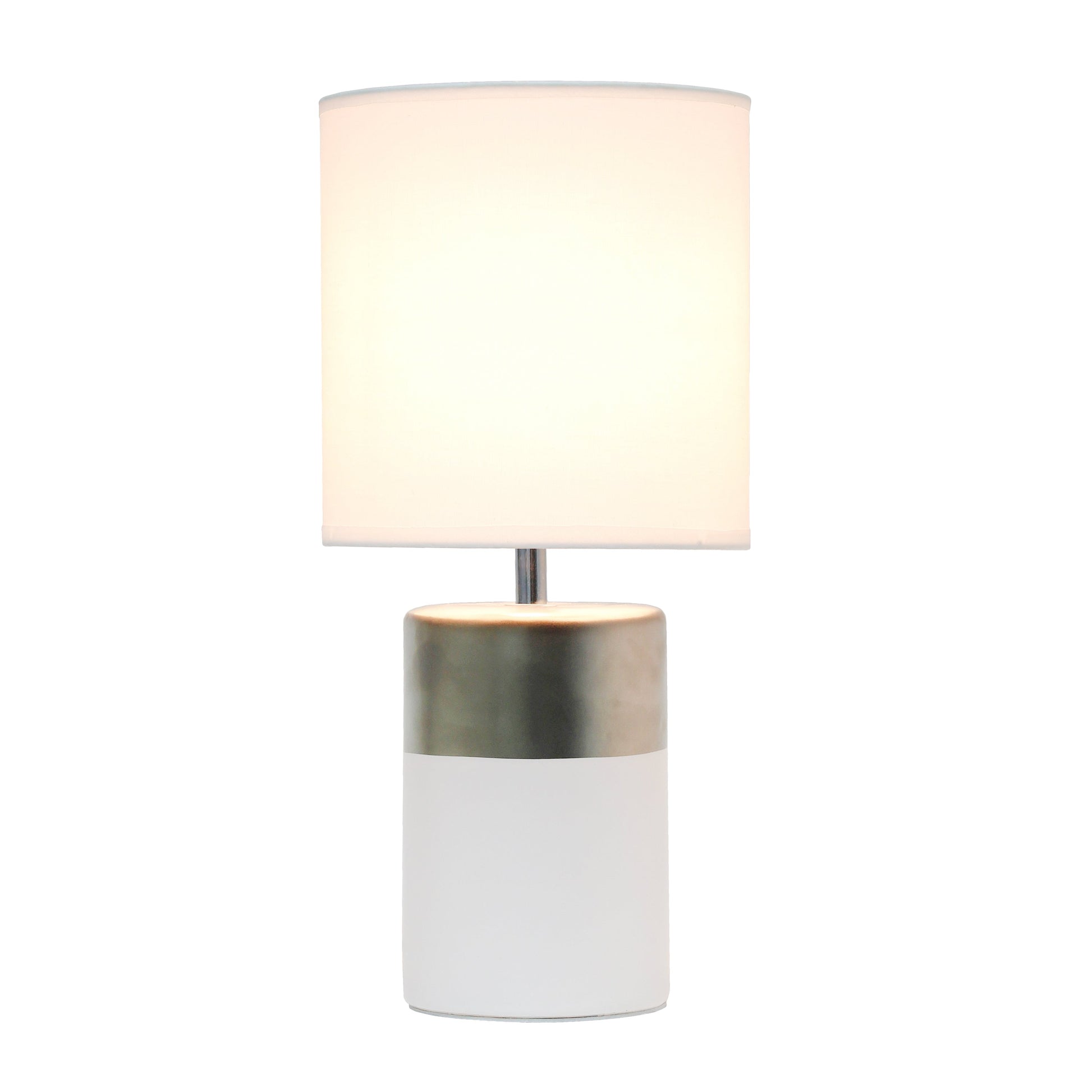 All The Rages Simple Designs White & Silver 2-Toned Basics Table Lamp