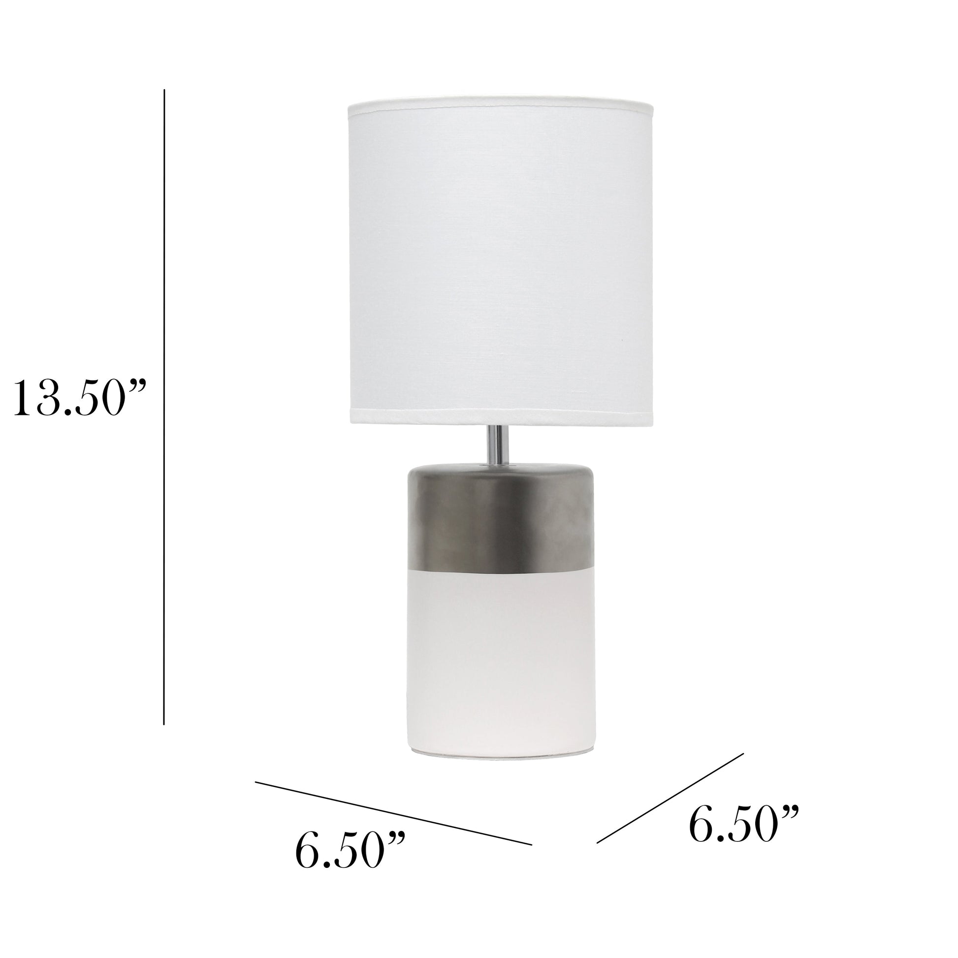 All The Rages Simple Designs White & Silver 2-Toned Basics Table Lamp