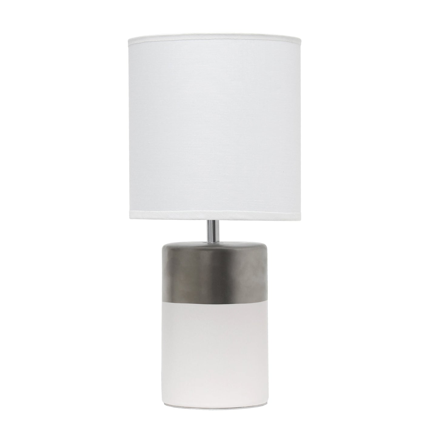 All The Rages Simple Designs White & Silver 2-Toned Basics Table Lamp