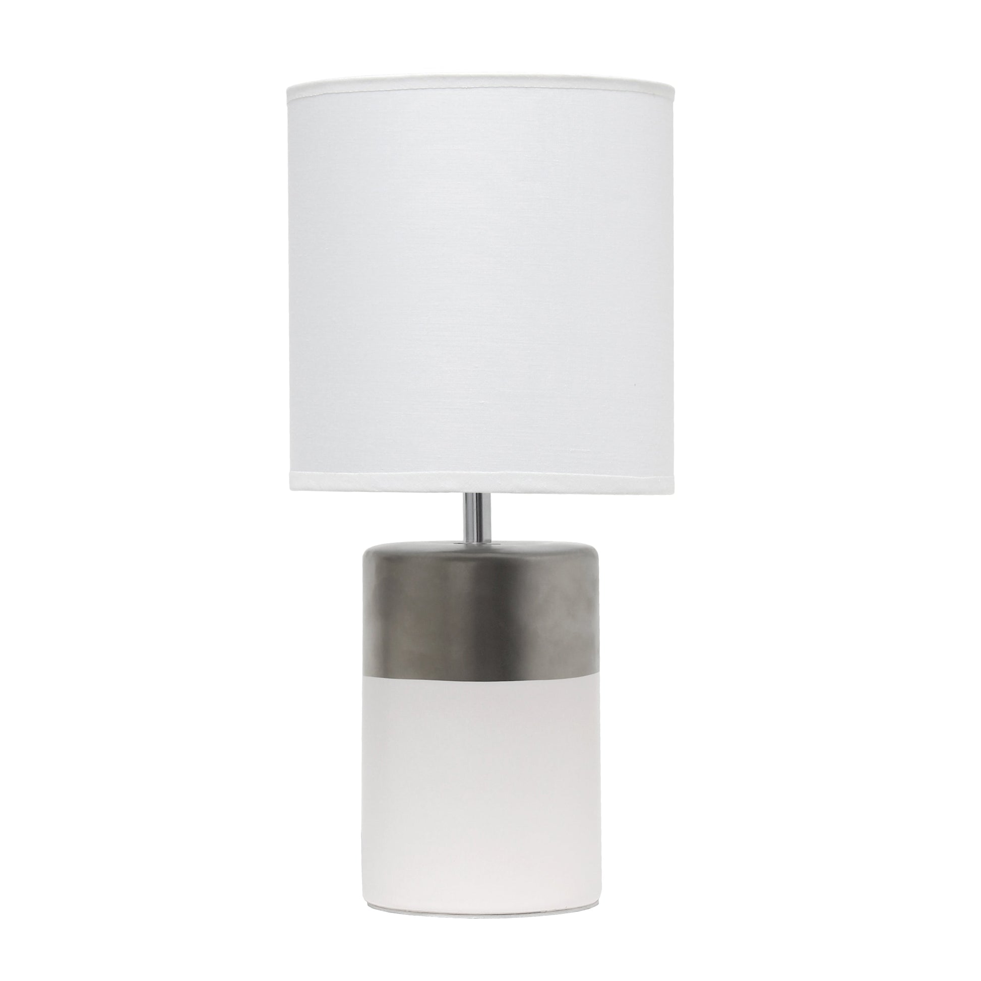 All The Rages Simple Designs White & Silver 2-Toned Basics Table Lamp
