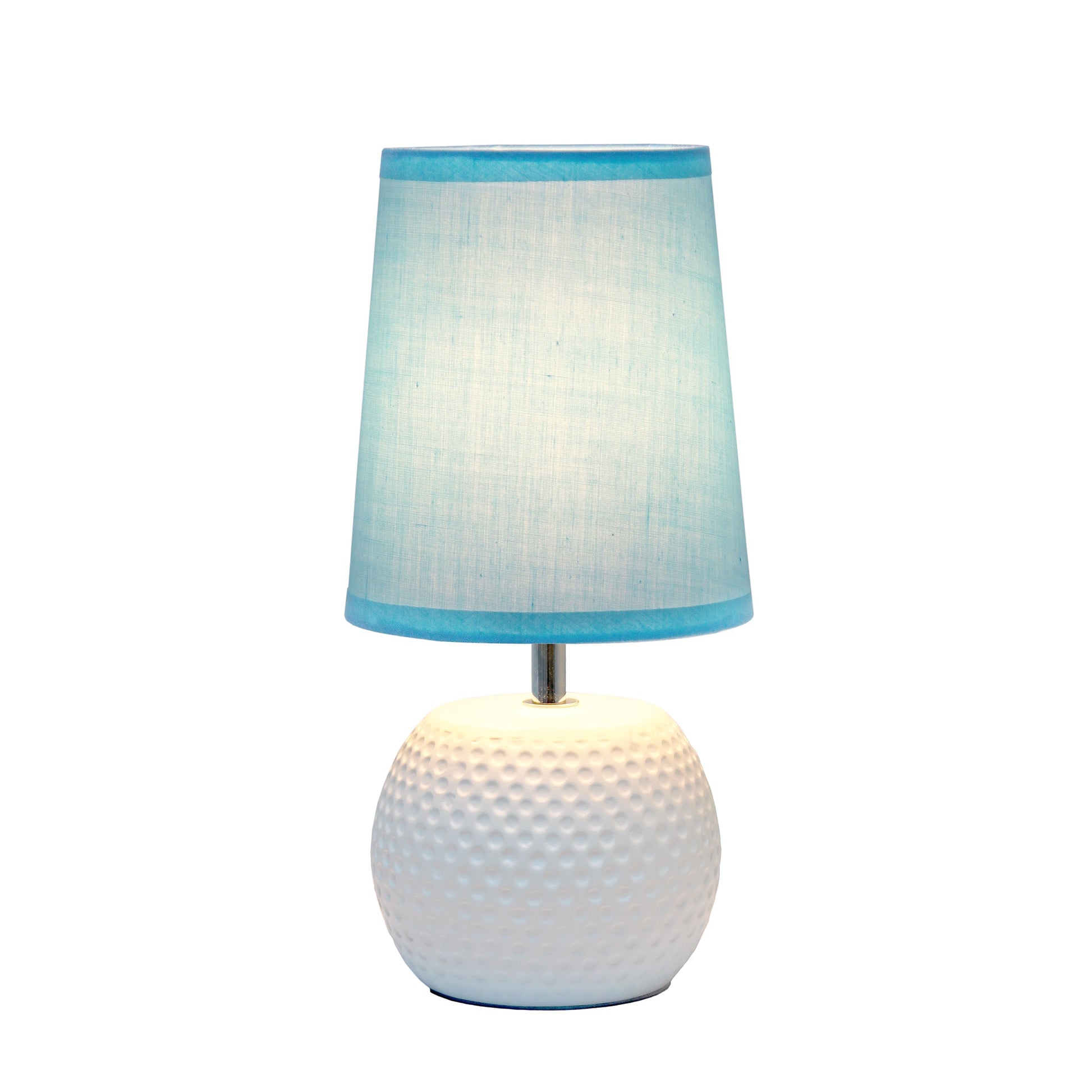 All The Rages Simple Designs White Studded Texture Ceramic Table Lamp With Blue Shade