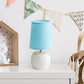 All The Rages Simple Designs White Studded Texture Ceramic Table Lamp With Blue Shade