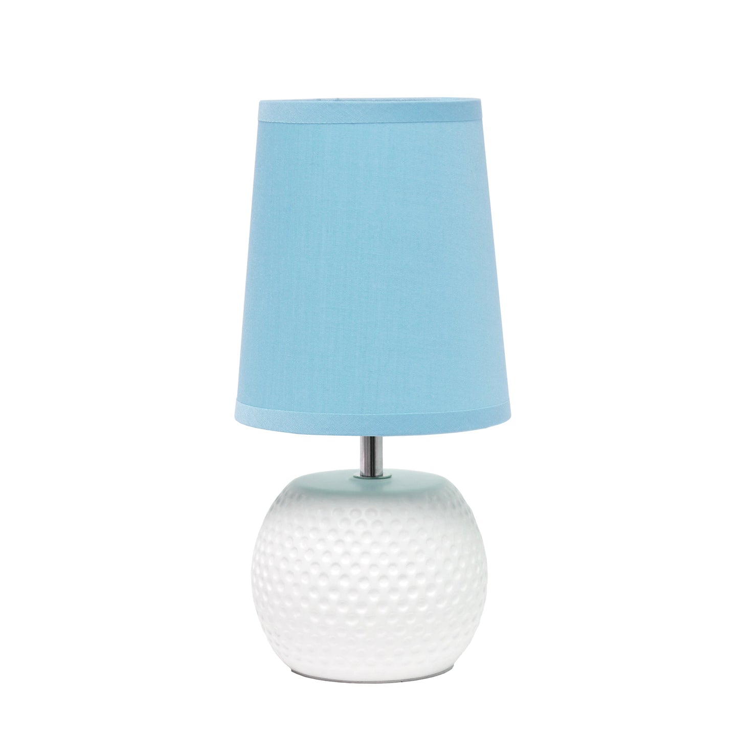 All The Rages Simple Designs White Studded Texture Ceramic Table Lamp With Blue Shade