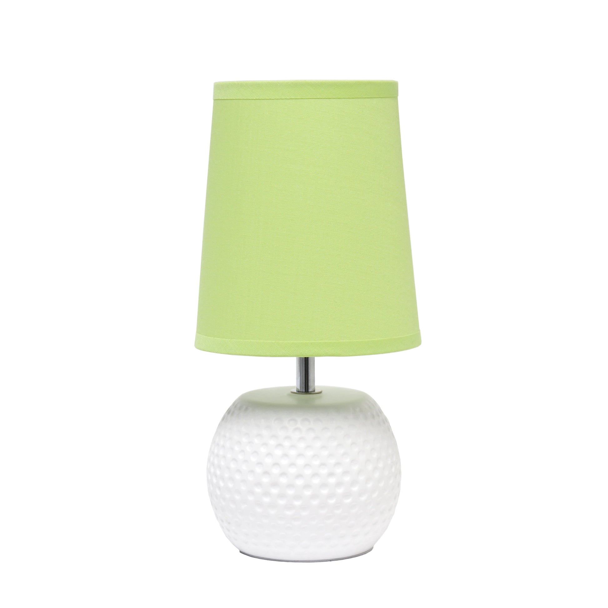 All The Rages Simple Designs White Studded Texture Ceramic Table Lamp With Green Shade
