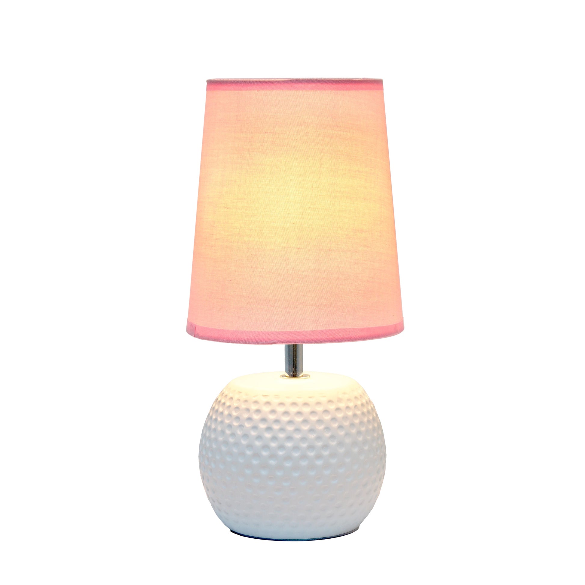 All The Rages Simple Designs White Studded Texture Ceramic Table Lamp With Pink Shade