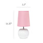 All The Rages Simple Designs White Studded Texture Ceramic Table Lamp With Pink Shade