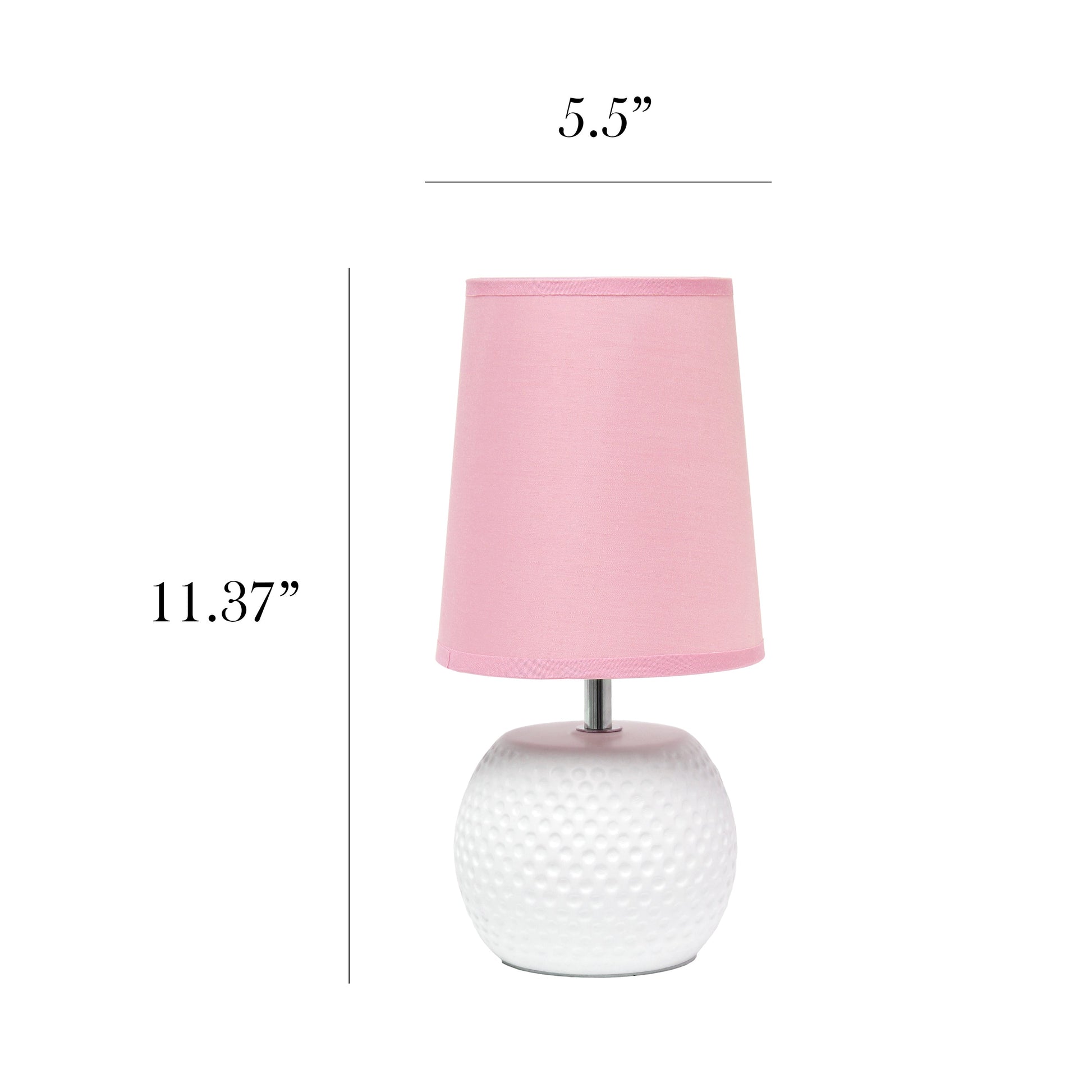 All The Rages Simple Designs White Studded Texture Ceramic Table Lamp With Pink Shade