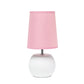 All The Rages Simple Designs White Studded Texture Ceramic Table Lamp With Pink Shade