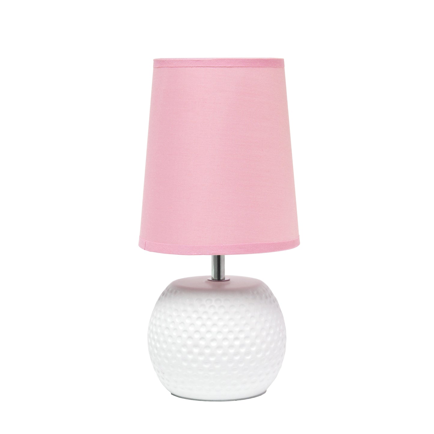 All The Rages Simple Designs White Studded Texture Ceramic Table Lamp With Pink Shade