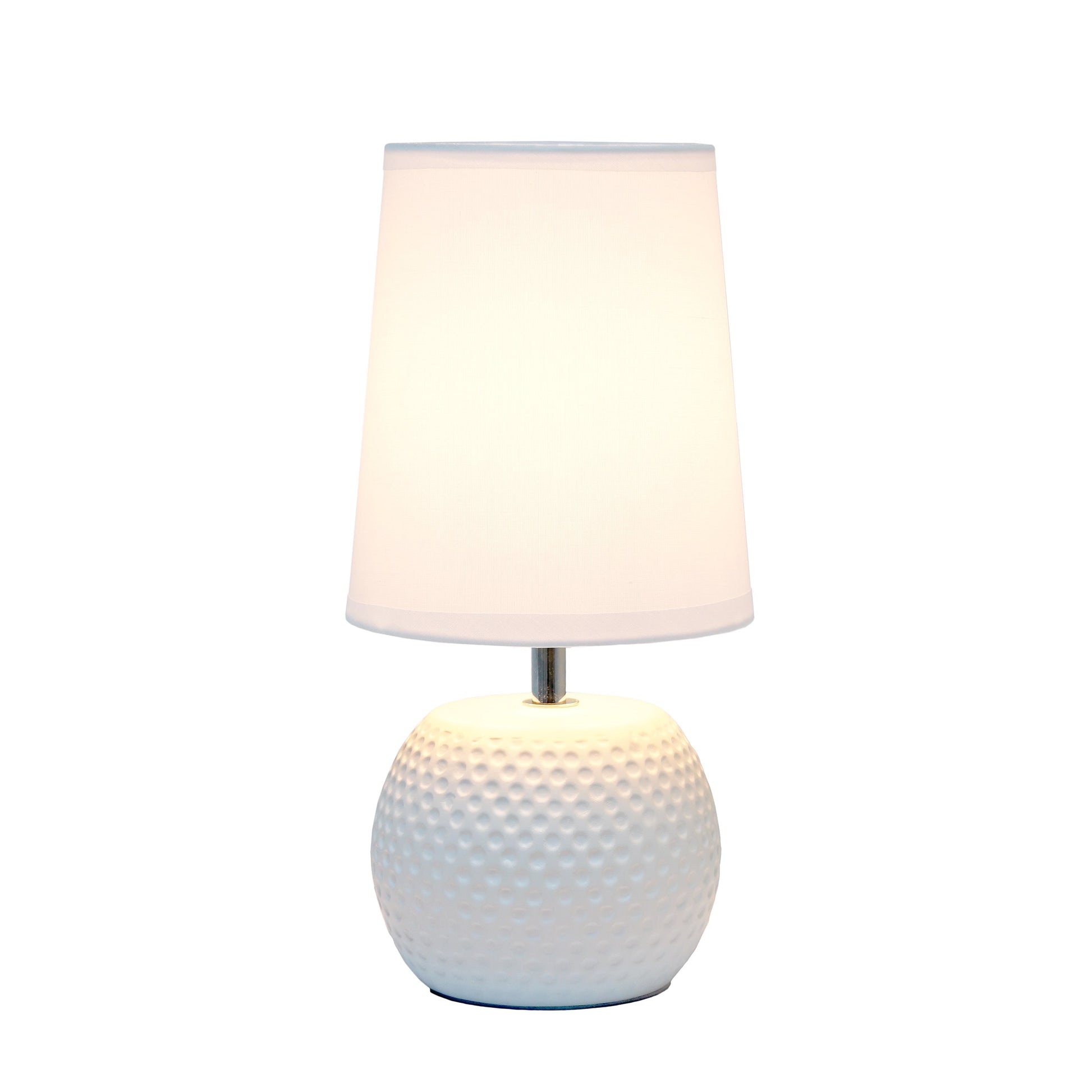 All The Rages Simple Designs White Studded Texture Ceramic Table Lamp With White Shade