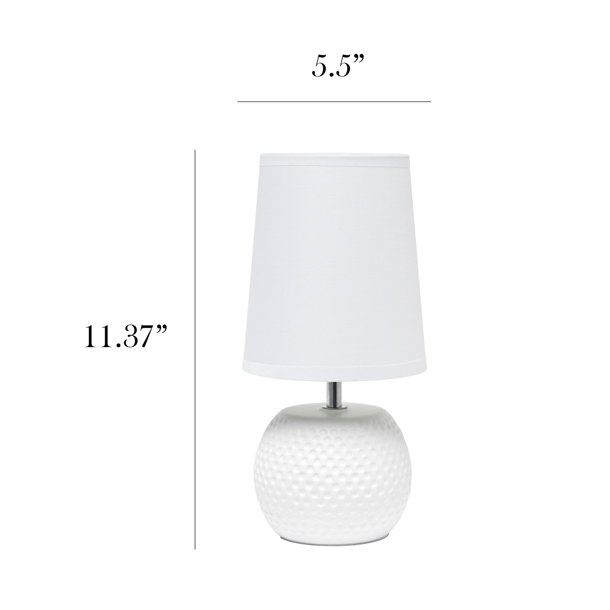 All The Rages Simple Designs White Studded Texture Ceramic Table Lamp With White Shade