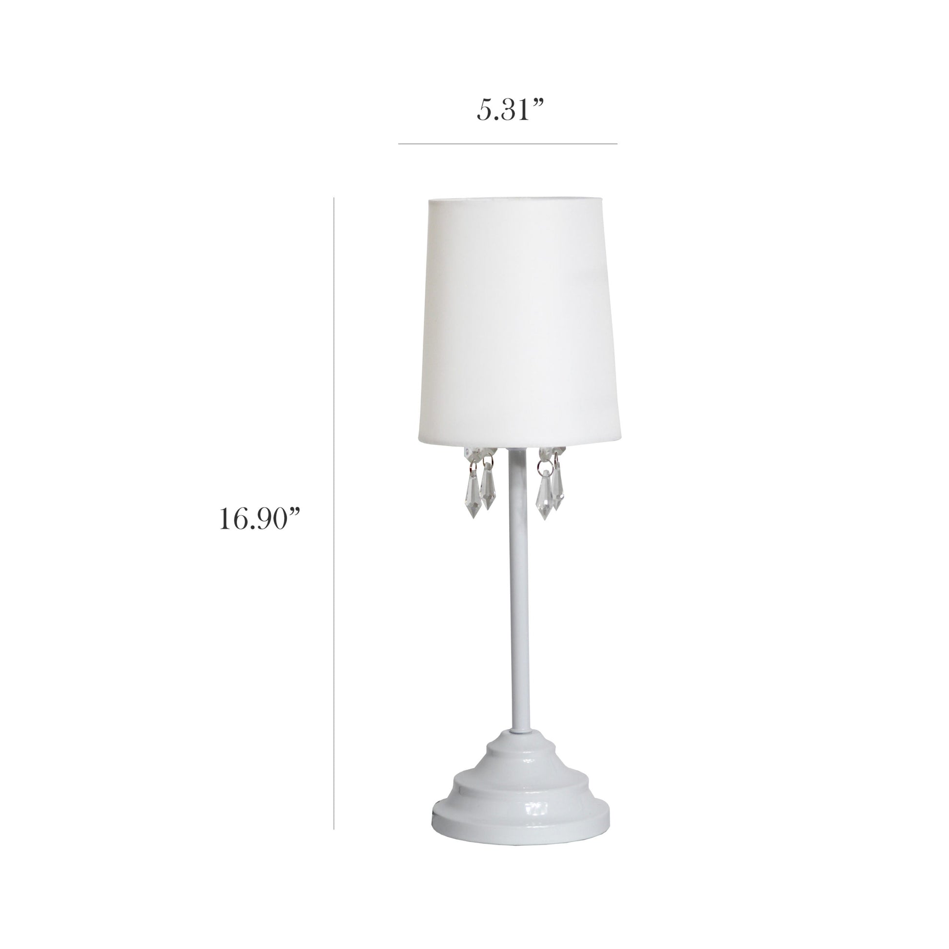 All The Rages Simple Designs White Table Lamp With Fabric Shade & Hanging Acrylic Beads