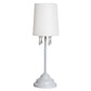 All The Rages Simple Designs White Table Lamp With Fabric Shade & Hanging Acrylic Beads