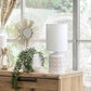 All The Rages Simple Designs White & Tan Flowers Prints Table Lamp