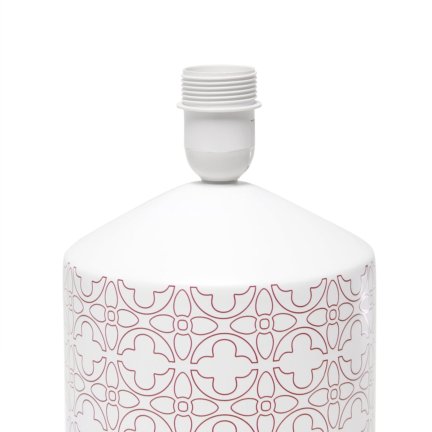 All The Rages Simple Designs White & Tan Flowers Prints Table Lamp