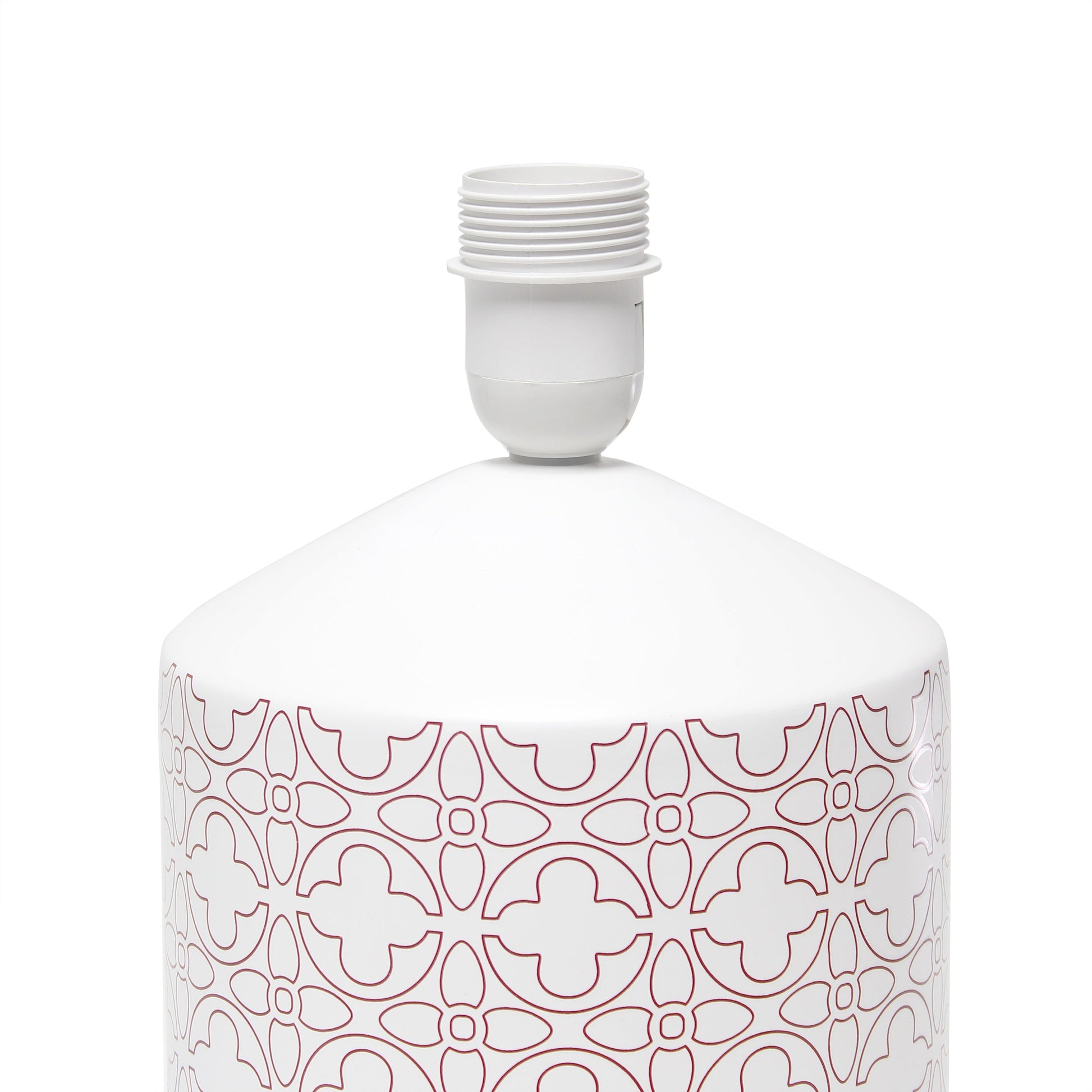 All The Rages Simple Designs White & Tan Flowers Prints Table Lamp