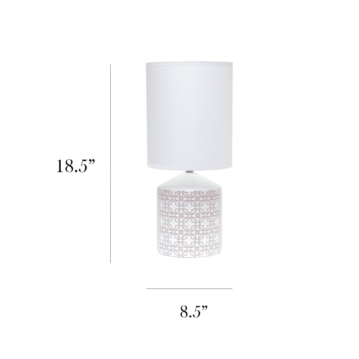 All The Rages Simple Designs White & Tan Flowers Prints Table Lamp
