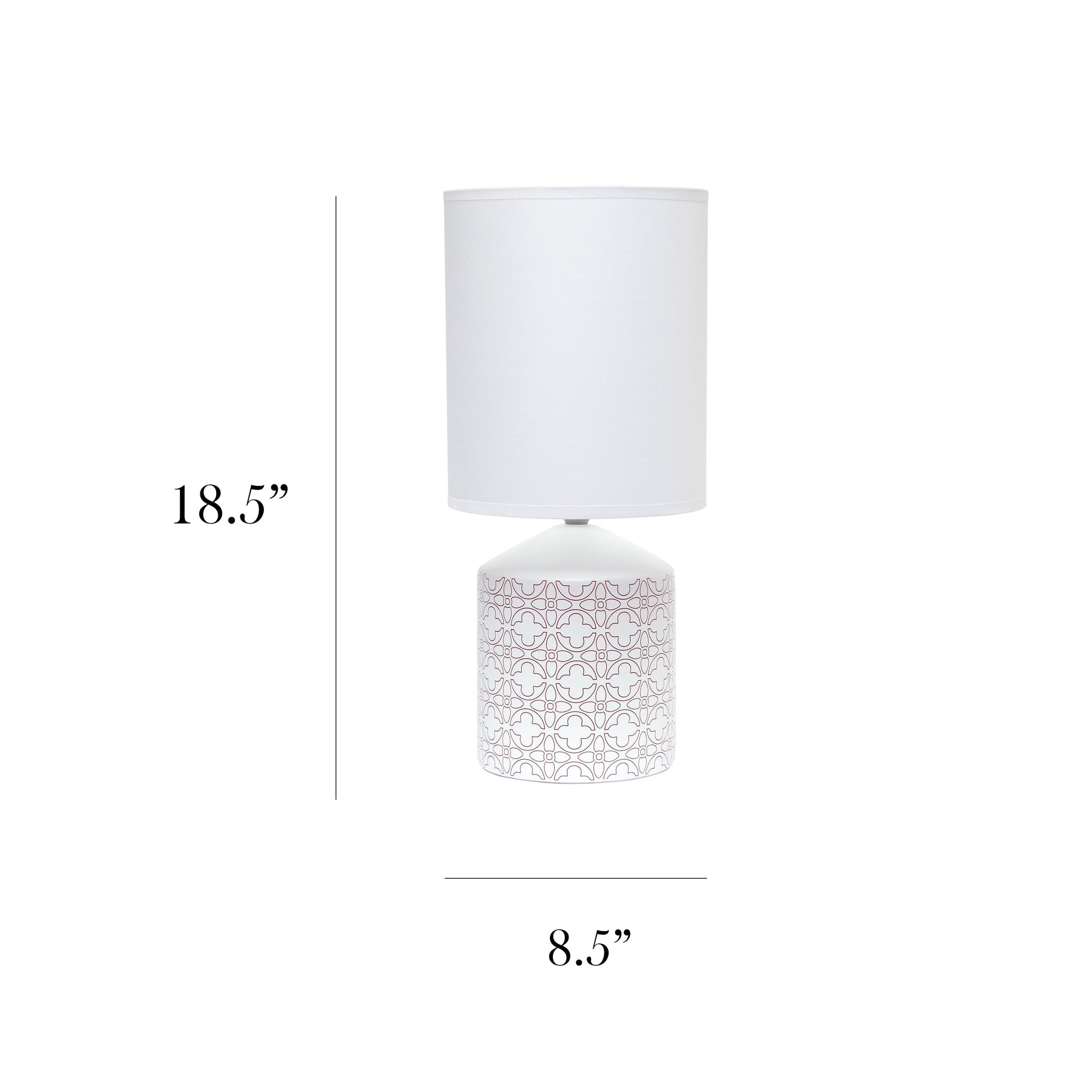 All The Rages Simple Designs White & Tan Flowers Prints Table Lamp